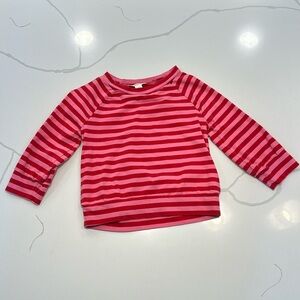 J crew crewcuts long sleeve t-shirt red pink stripe size XXS (2-3)